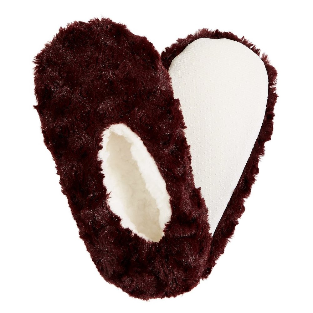 Designer Charter Club Womens Faux-Fur Slipper Socks S/M 5/6 Color Fig